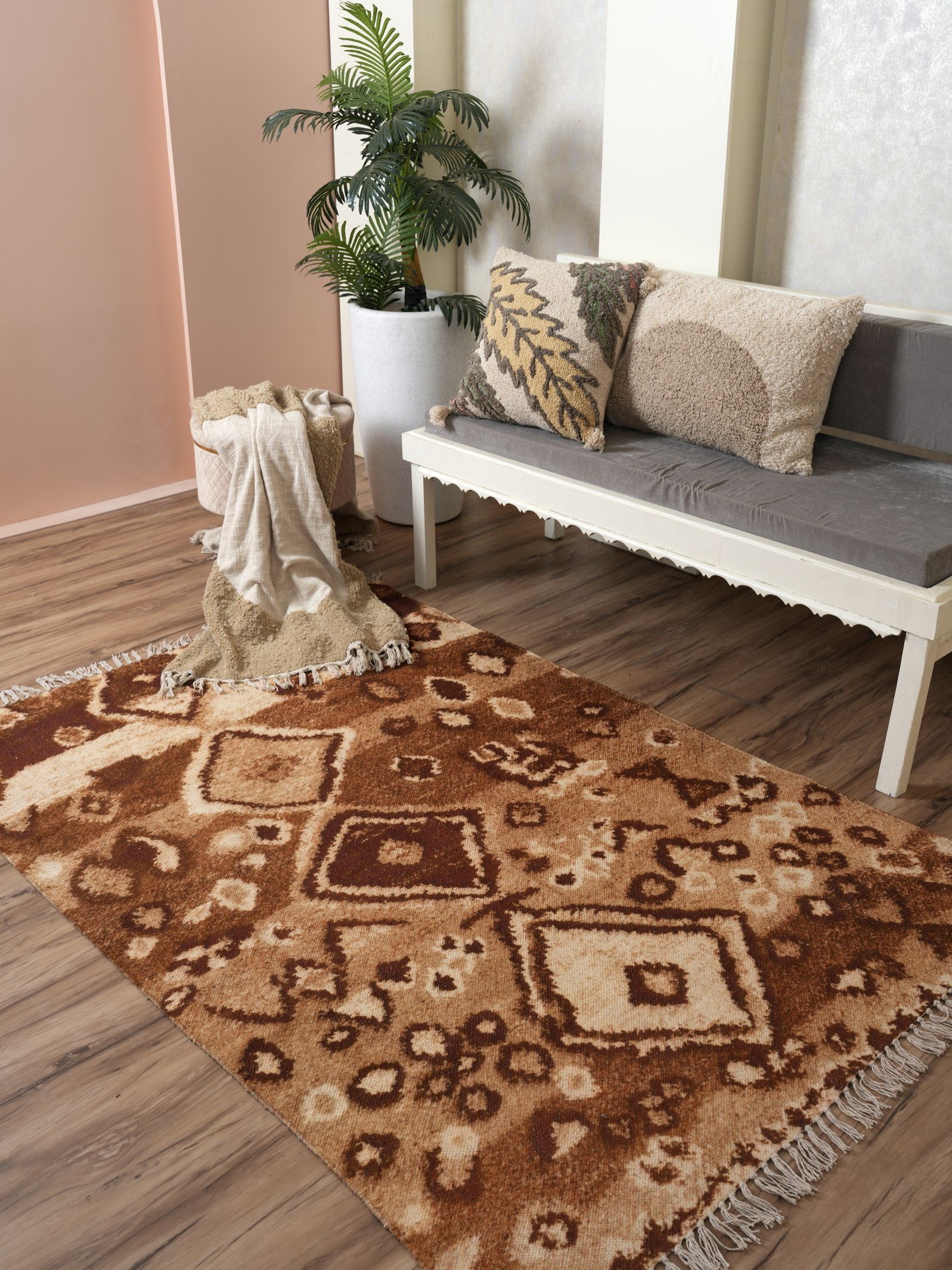 Brown Diamond Printed Rug