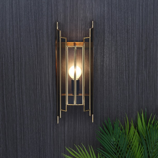 Arc De Luxe Black Wall Lamp with Black Glass
