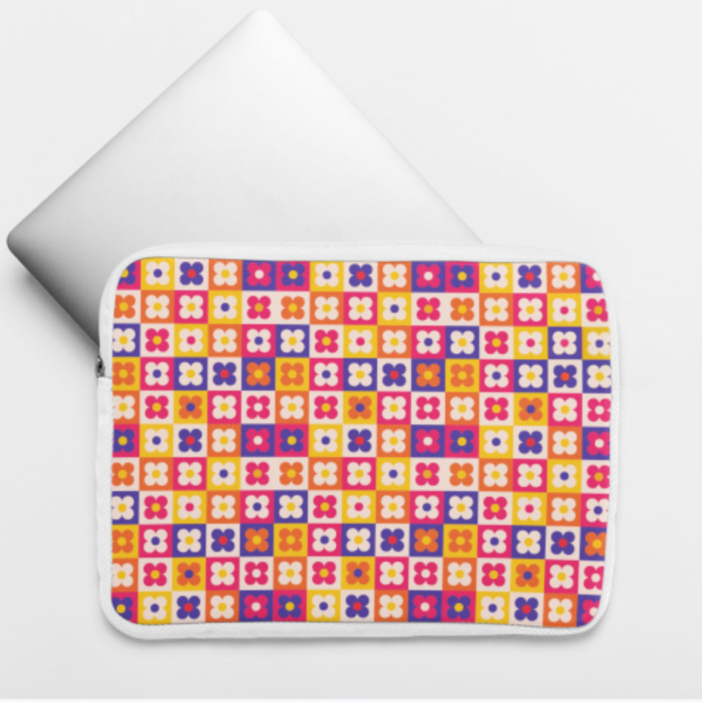 Floral Grid Laptop Sleeve