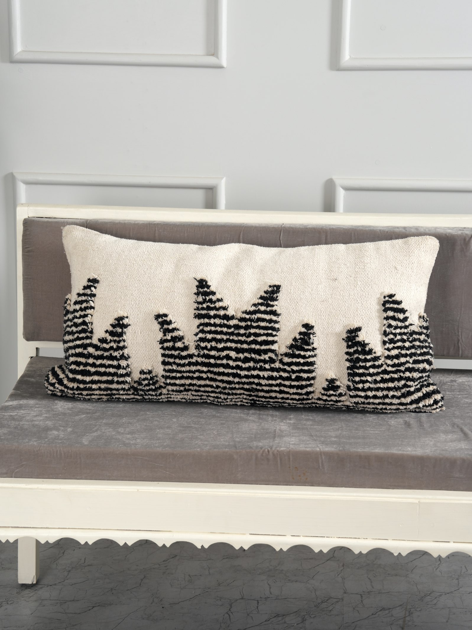 Monochrome Majesty Tufted Pillow Cover