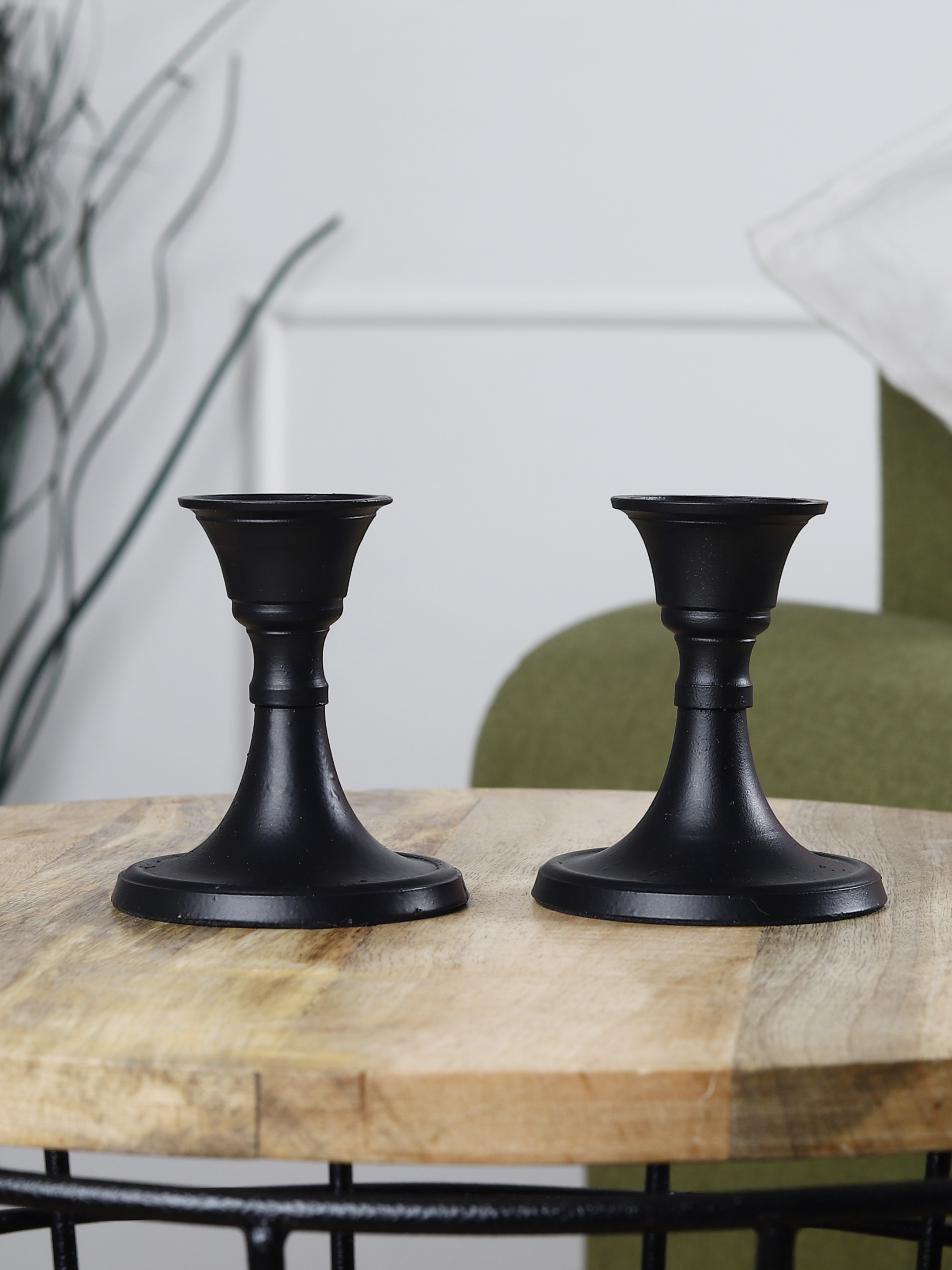 Metal Taper Candle Holder | Set of 2 - Black
