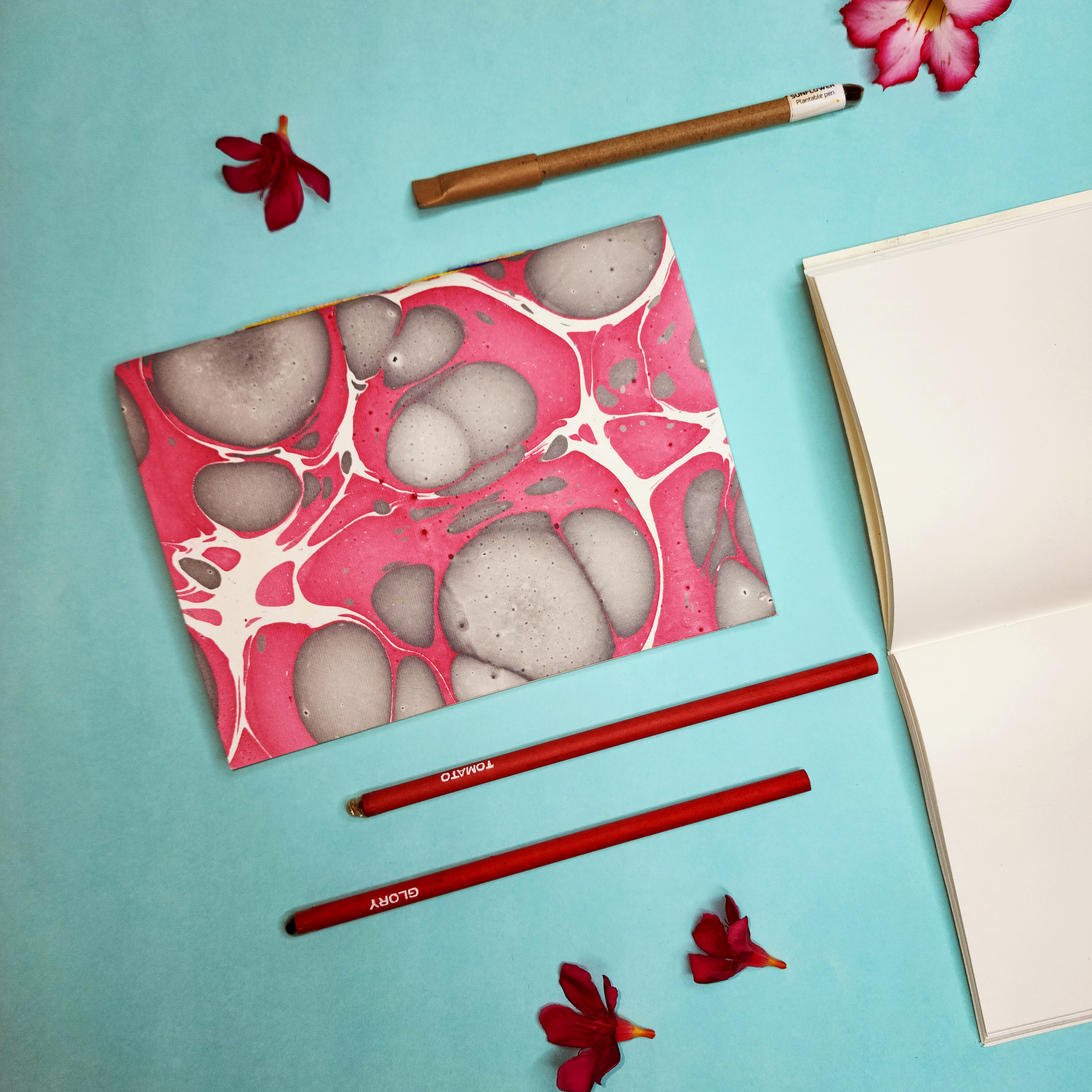 A5 Ebru Softcover Notebook | Splash of Pink