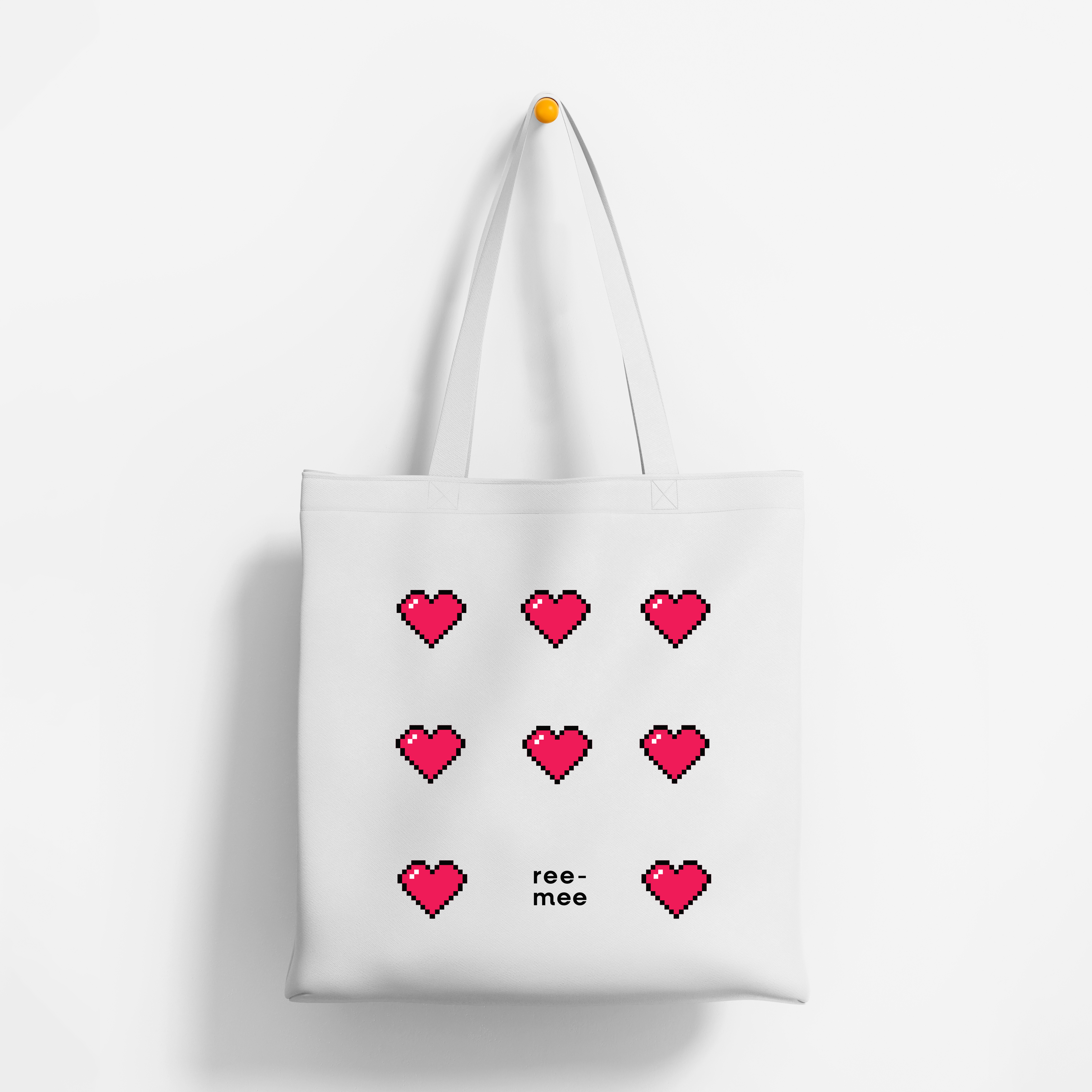 White Canvas Tote Bag - Binary Hearts