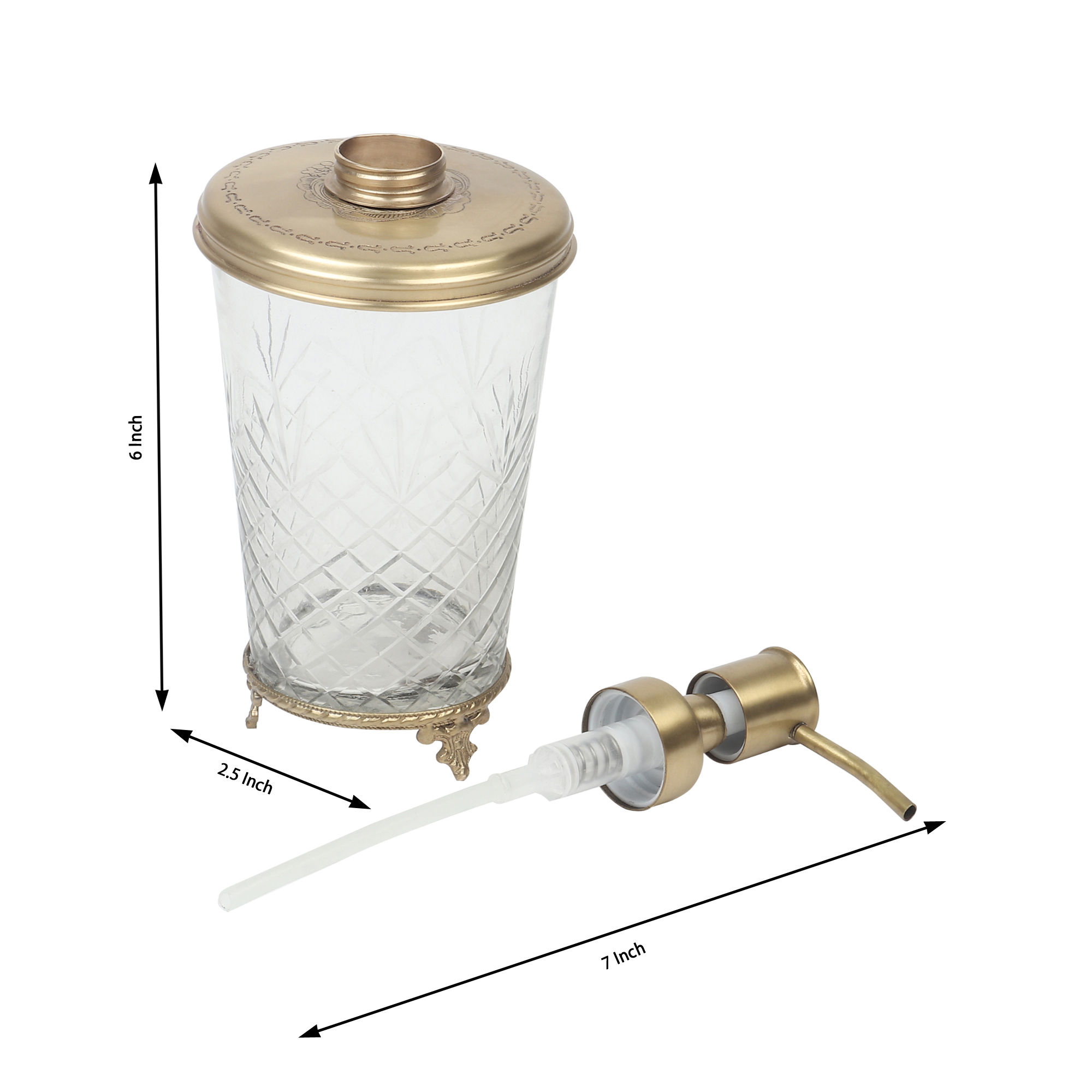 Vintage Brass & Glass Soap Dispenser Gold thumbnail 3