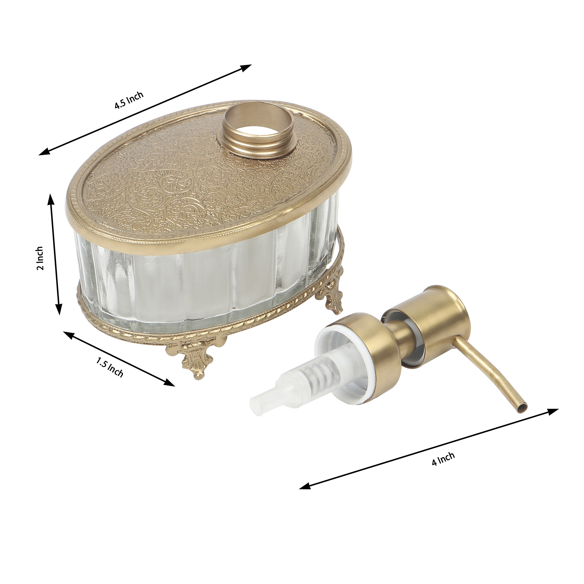 Bathtub Bliss Soap Dispenser Glass & Antique Brass thumbnail 4
