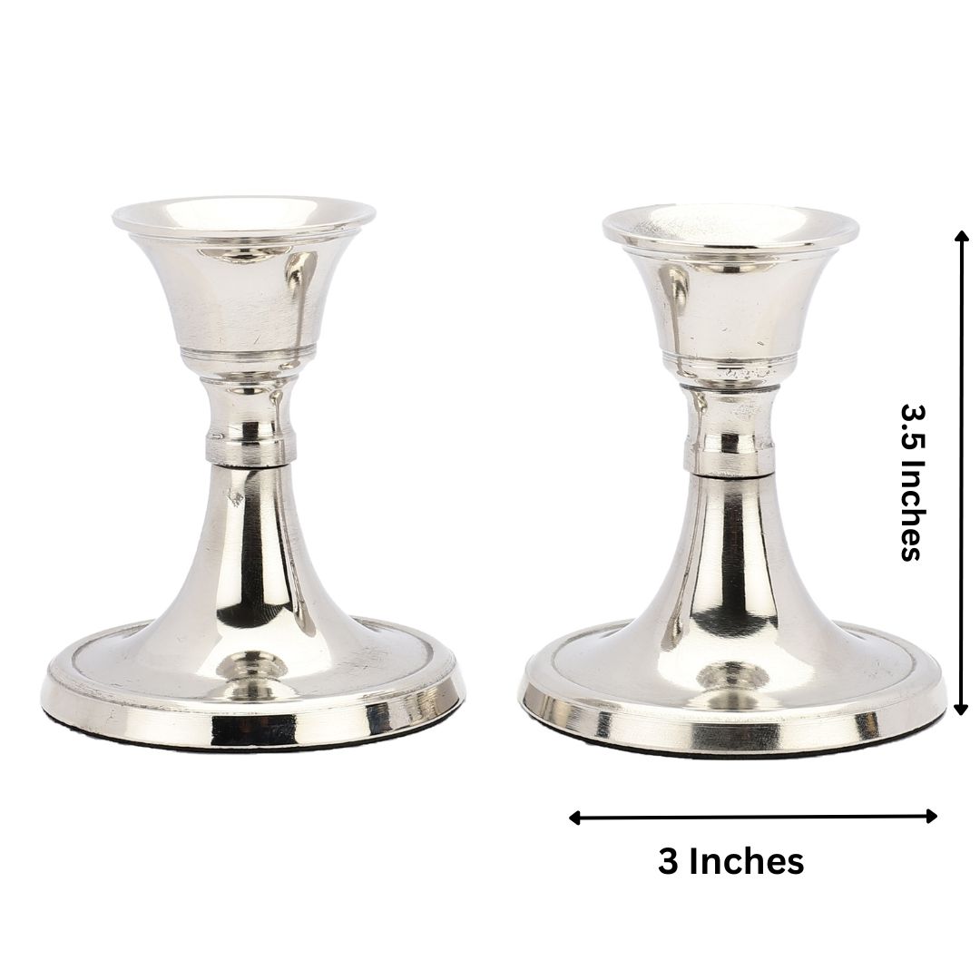 Metal Taper Candle Holder | Set of 2 - Nickel thumbnail 1