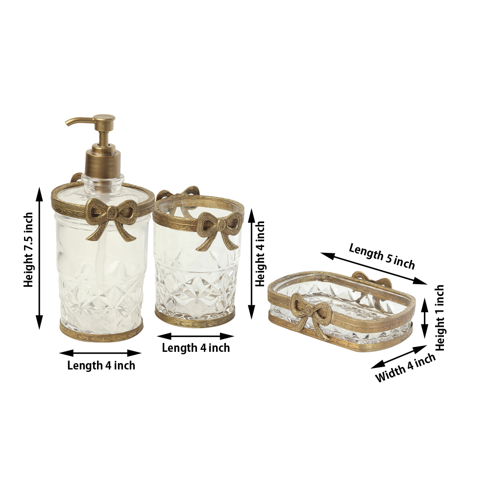 Antique Bow-Tied Glass Bathroom  Gold Set - alternate view