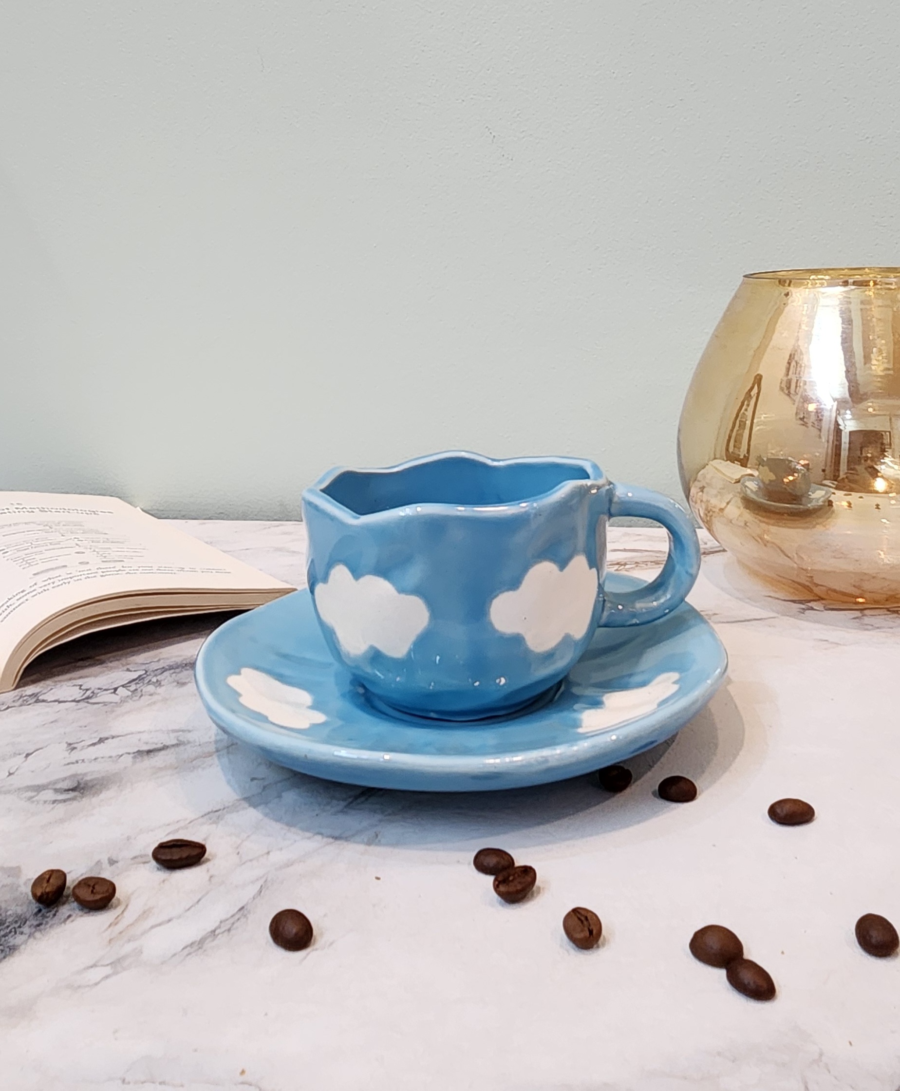 Ceramic Coffee & Tea Designer Mugs with Saucers- Set of 4 at cost of 3 | 275 ml thumbnail 3