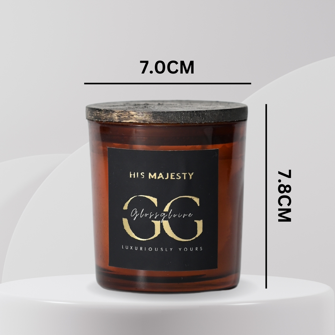 His Majesty Scented Soy Wax Candle for Home Decoration | 30+ Hrs Burn Time | Citrus and Woody Luxury Fragrance (Amber) | 150 gm thumbnail 3