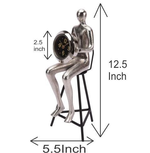 Sitting Man Clock Silver thumbnail 3