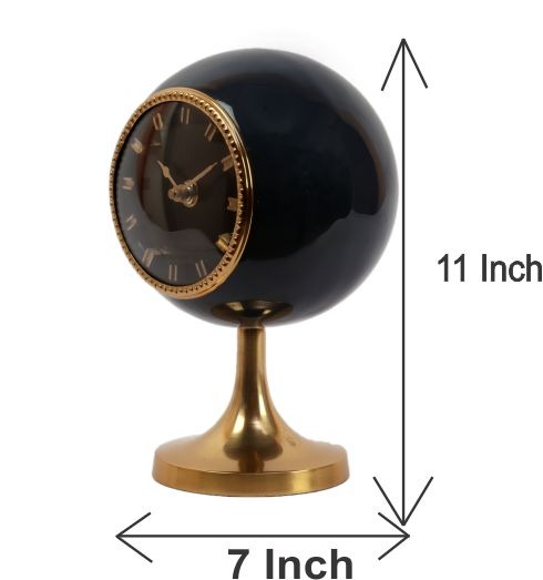 Circular Globe Clock with Teal Blue &  Gold finish thumbnail 3