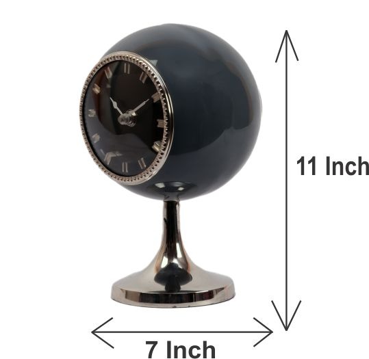 Circular Globe Clock with Dimgray and silver finish thumbnail 2