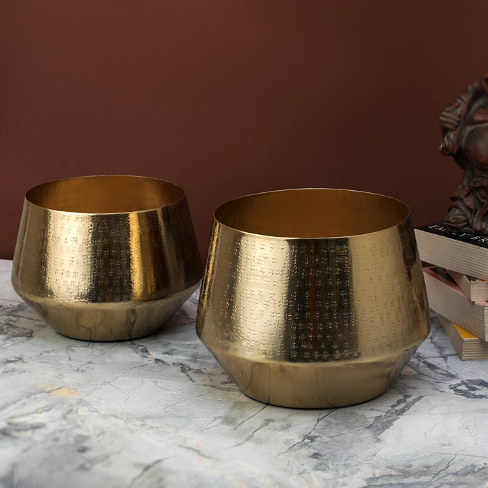 Golden Flora Table Planters - Set of 2 - alternate view