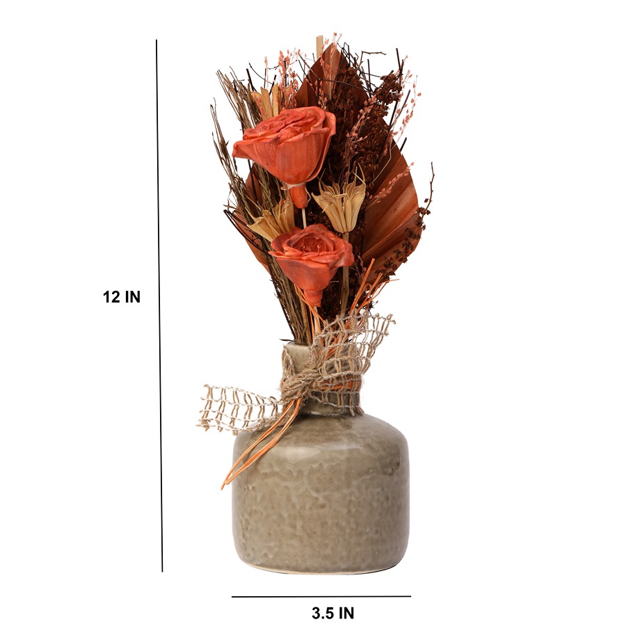Lea Dried Sunset Orange Flowers & Small Vase thumbnail 3