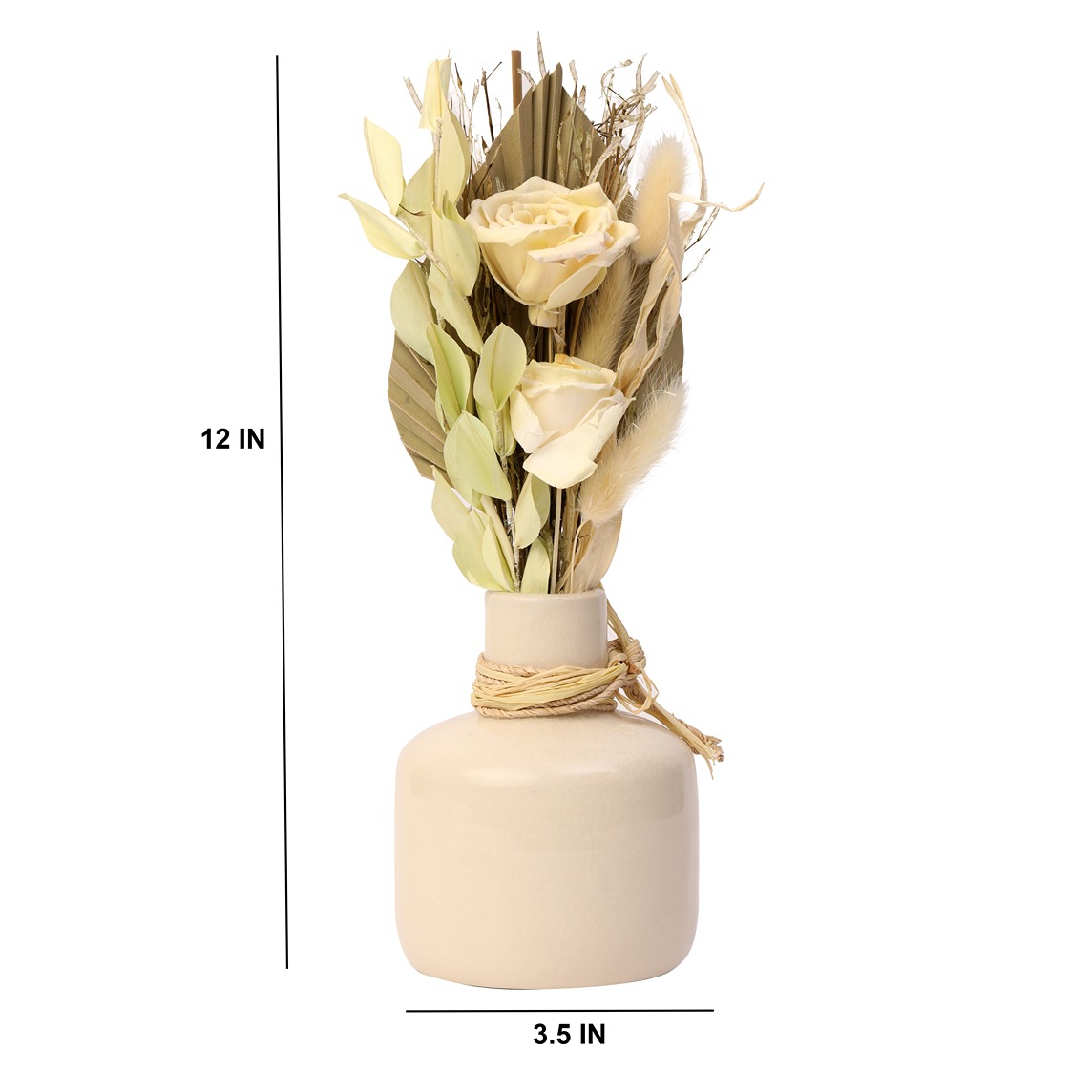 Lea Dried Yellow Delight Flowers & Small Vase thumbnail 3