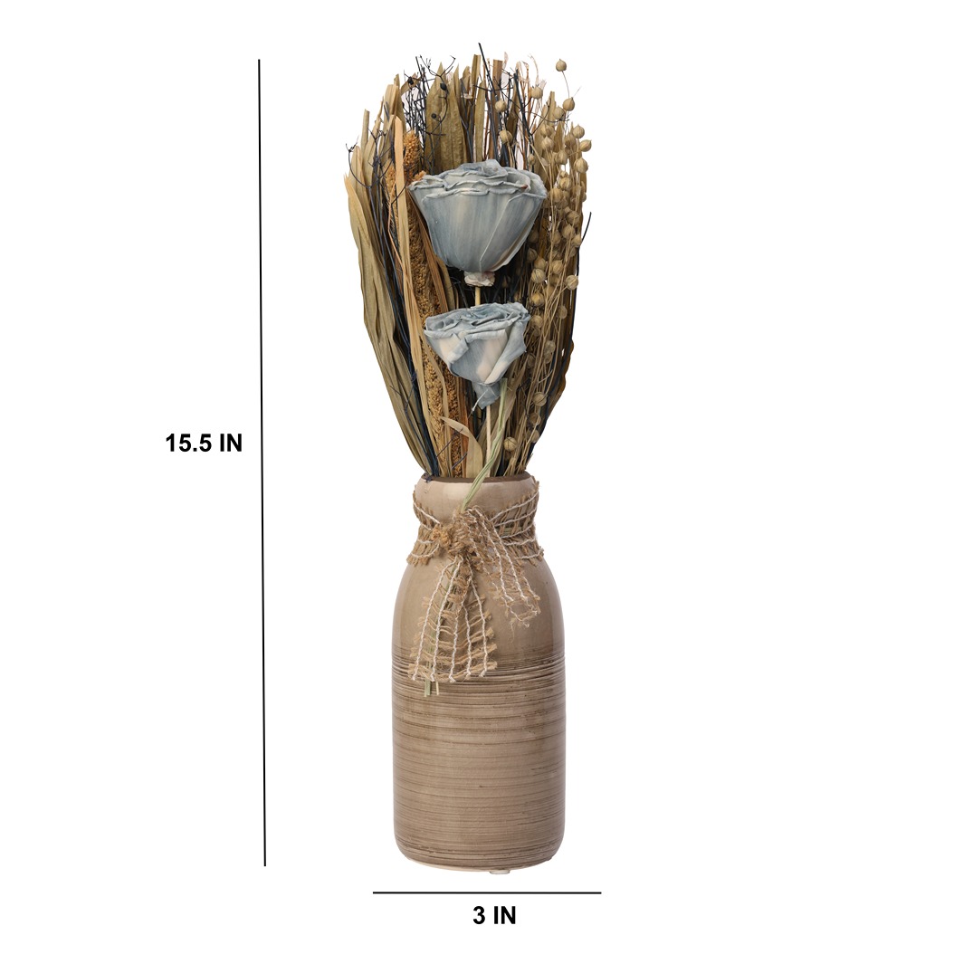 Lea Dried Ocean Blue Flowers & Big Vase thumbnail 3
