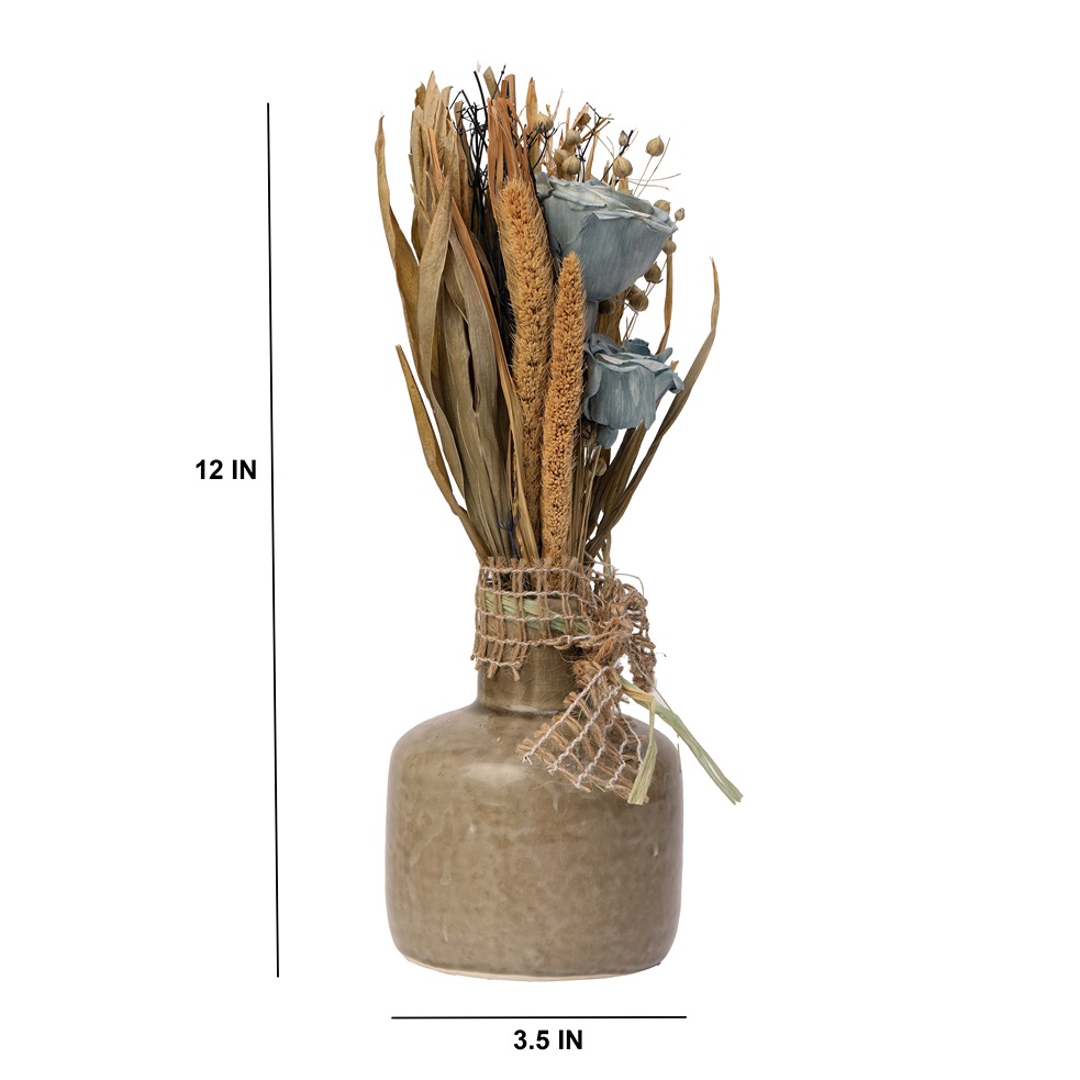 Lea Dried Ocean Blue  Flowers & Small Vase thumbnail 3