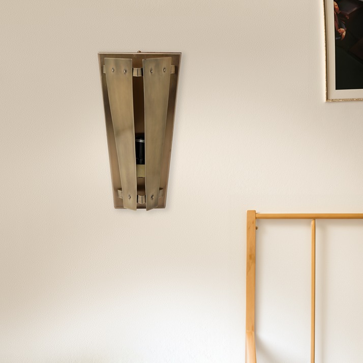 Tri-Angular Antique Brass
 Wall Lamp thumbnail 1