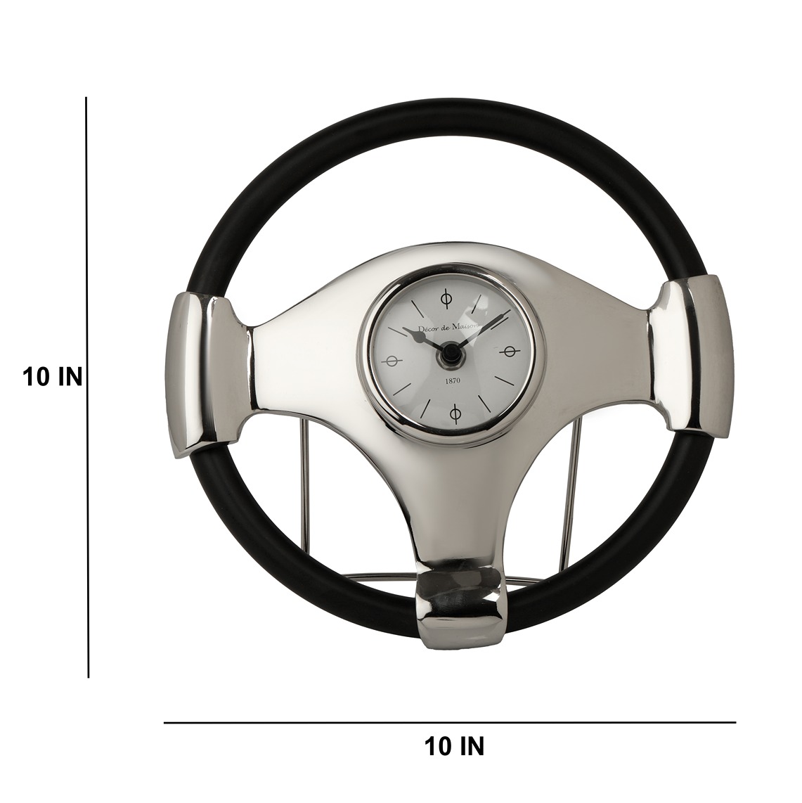 Wheel Steel Clock - Silver & Black - alternate view