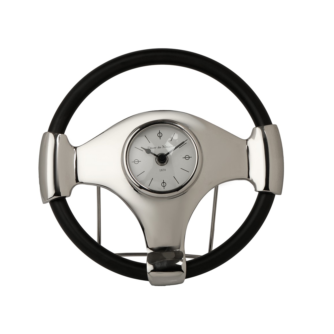 Wheel Steel Clock - Silver & Black thumbnail 4