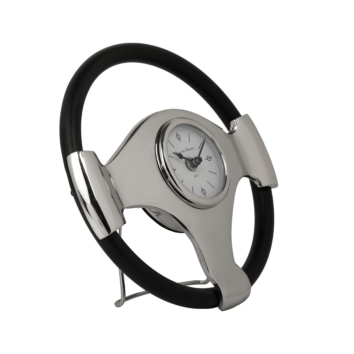 Wheel Steel Clock - Silver & Black thumbnail 3