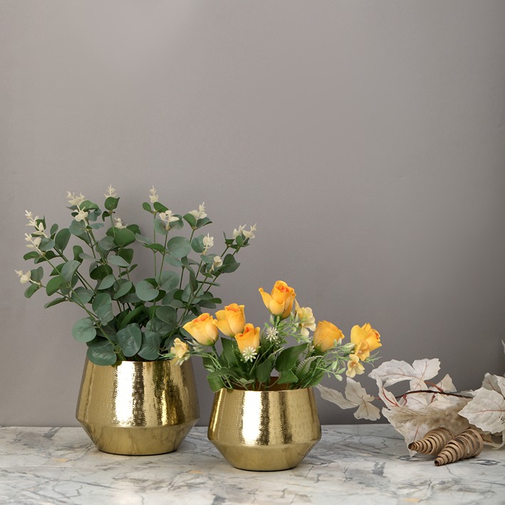 Golden Flora Table Planters - Set of 2