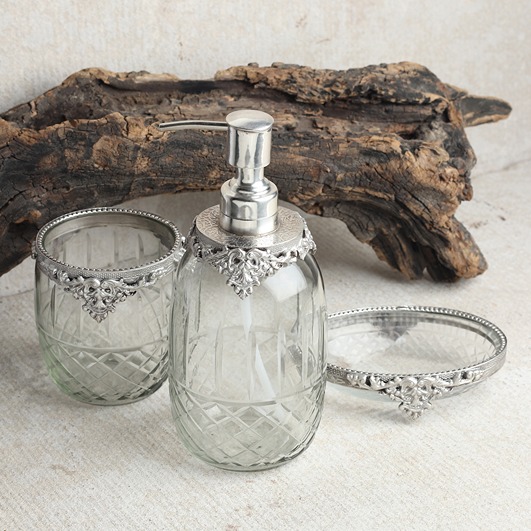 Regal Brass Accents Bathroom Set in Antique Silver Finish thumbnail 1