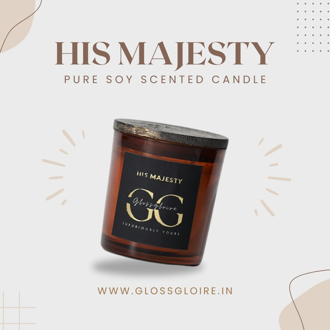 His Majesty Scented Soy Wax Candle for Home Decoration | 30+ Hrs Burn Time | Citrus and Woody Luxury Fragrance (Amber) | 150 gm - alternate view