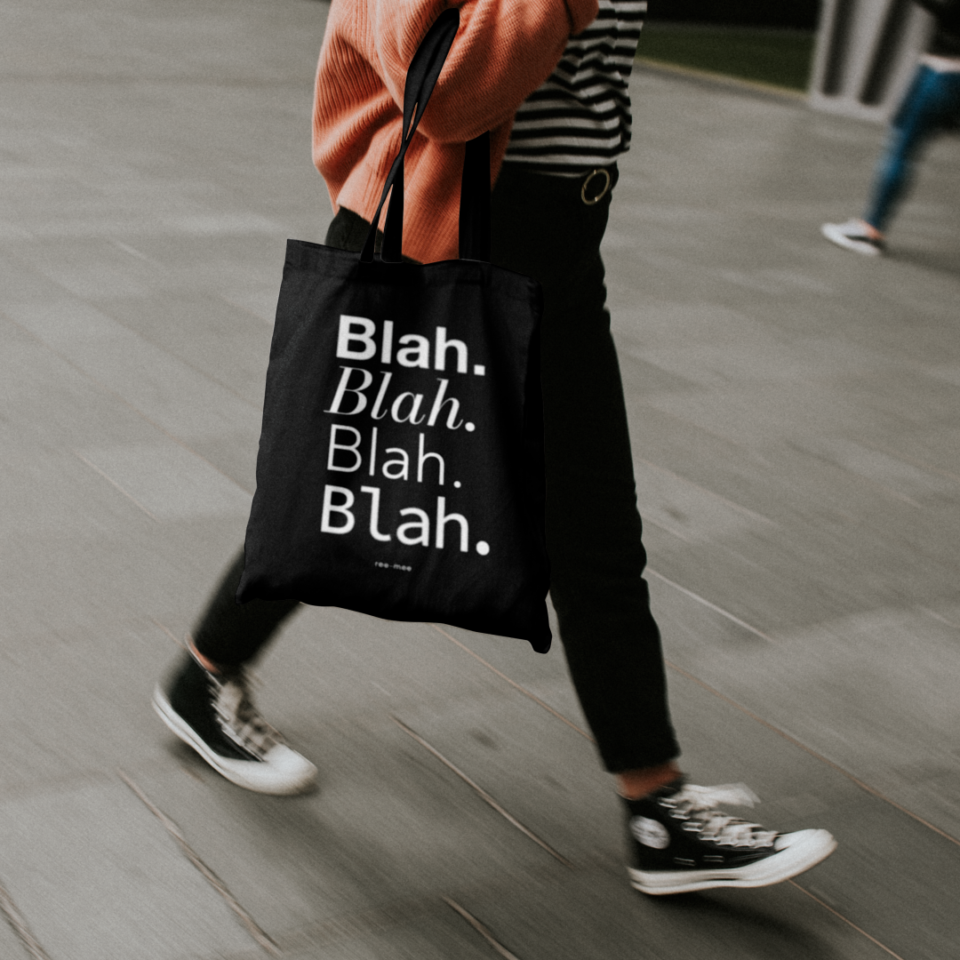 Black Canvas Tote Bag - Blah Blah thumbnail 3