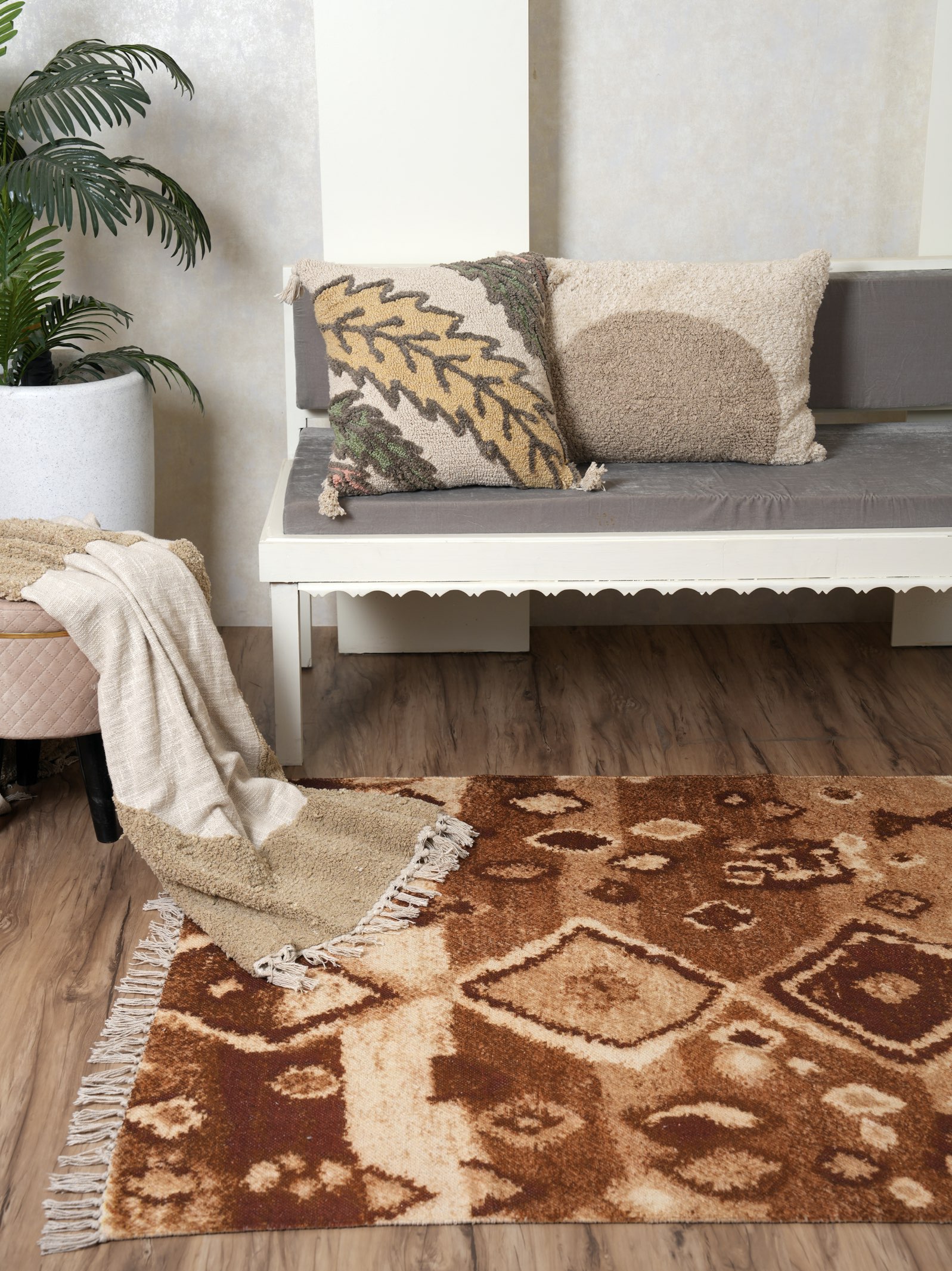 Brown Diamond Printed Rug thumbnail 1