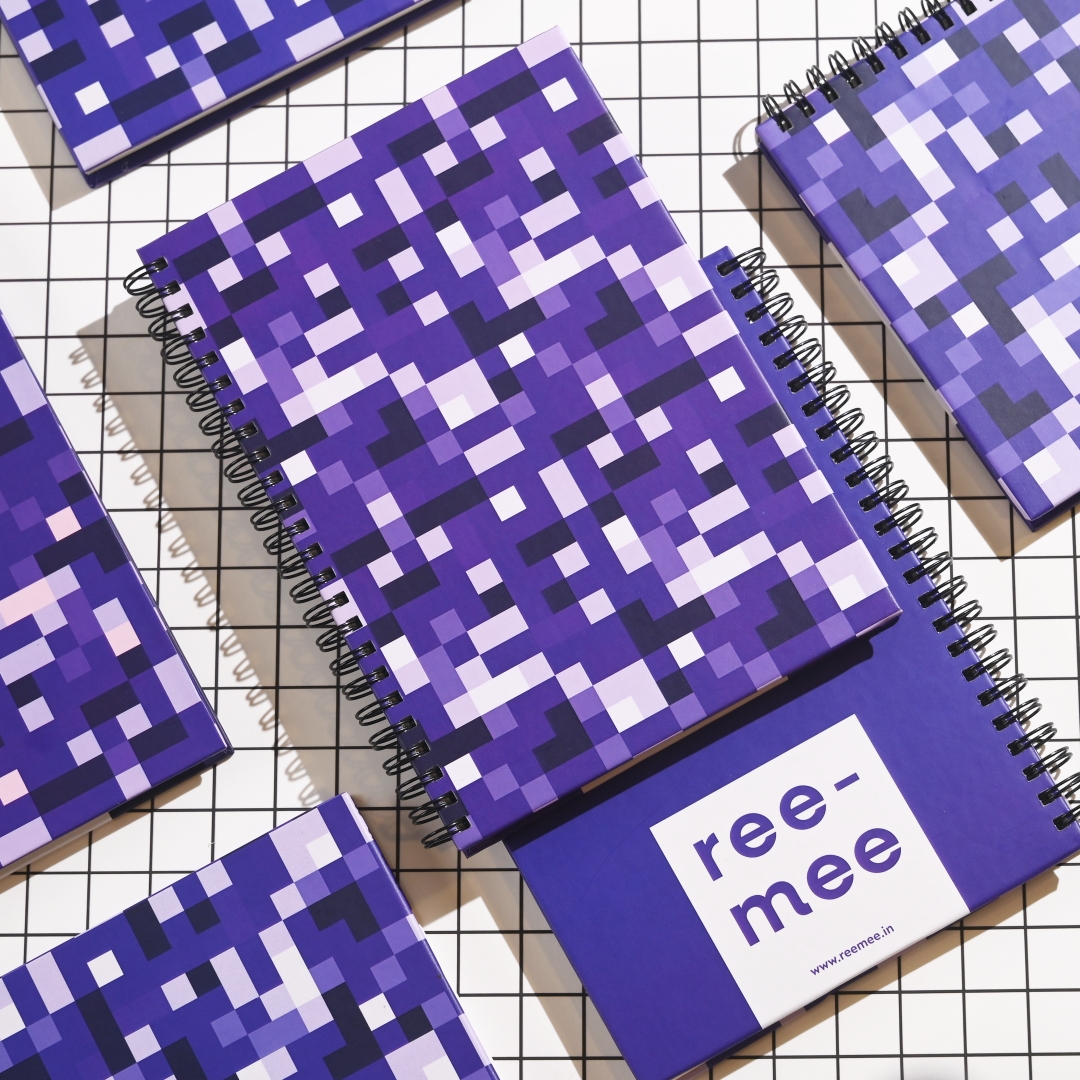 A5 Hard Bound Spiral Journal - Small Purple Pixels thumbnail 3