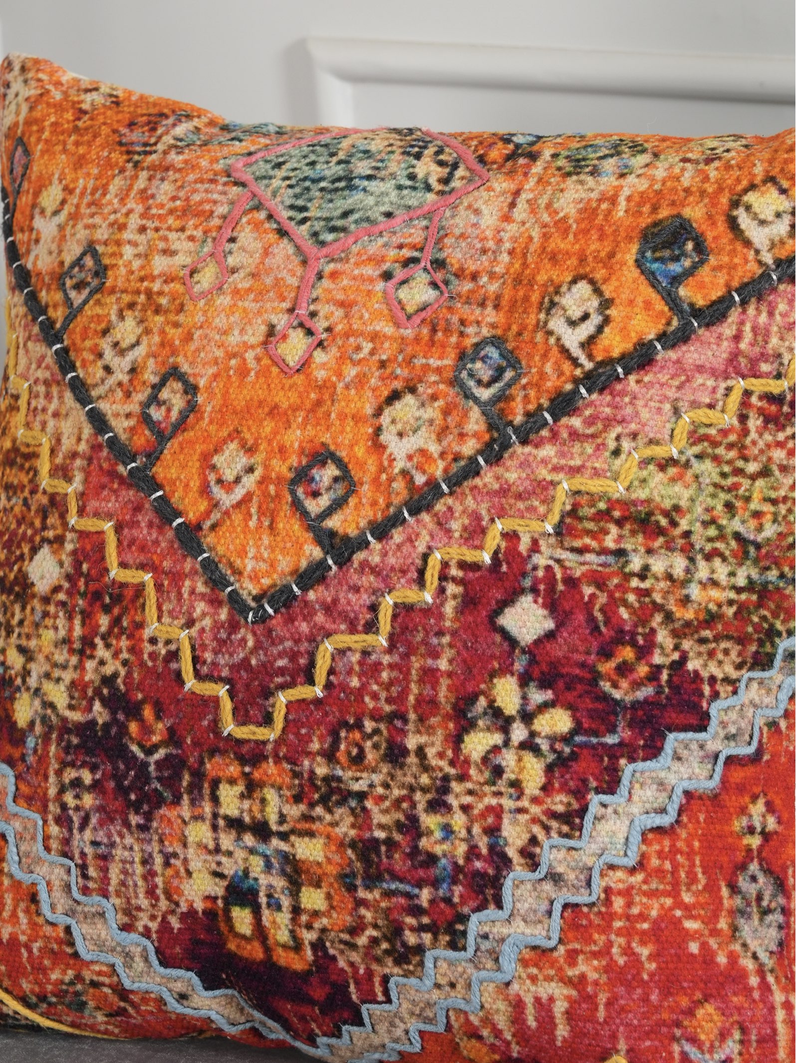Geo Chic Embroidered Cushion Cover