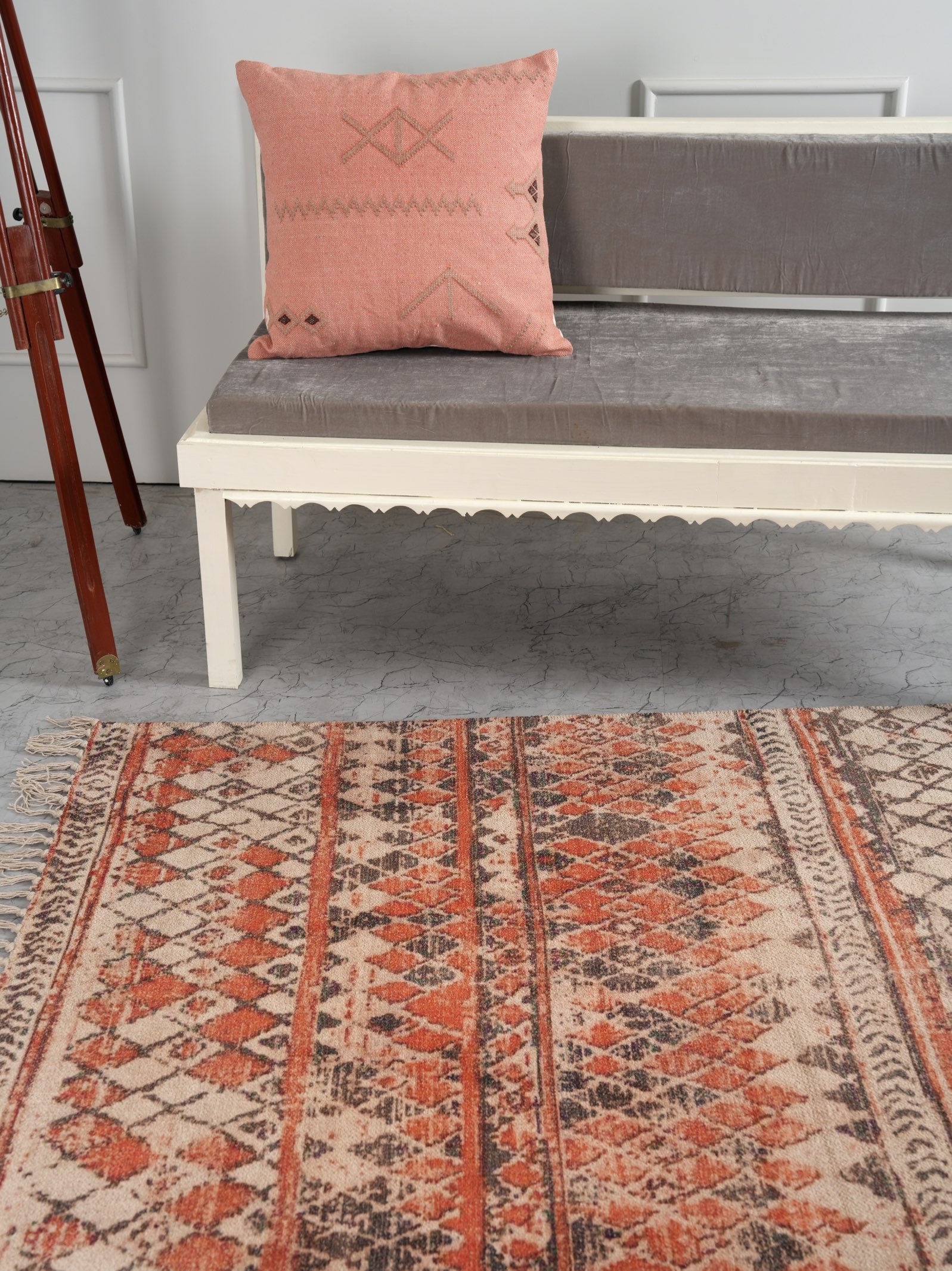 Golden Trellis Printed Chenille Rug