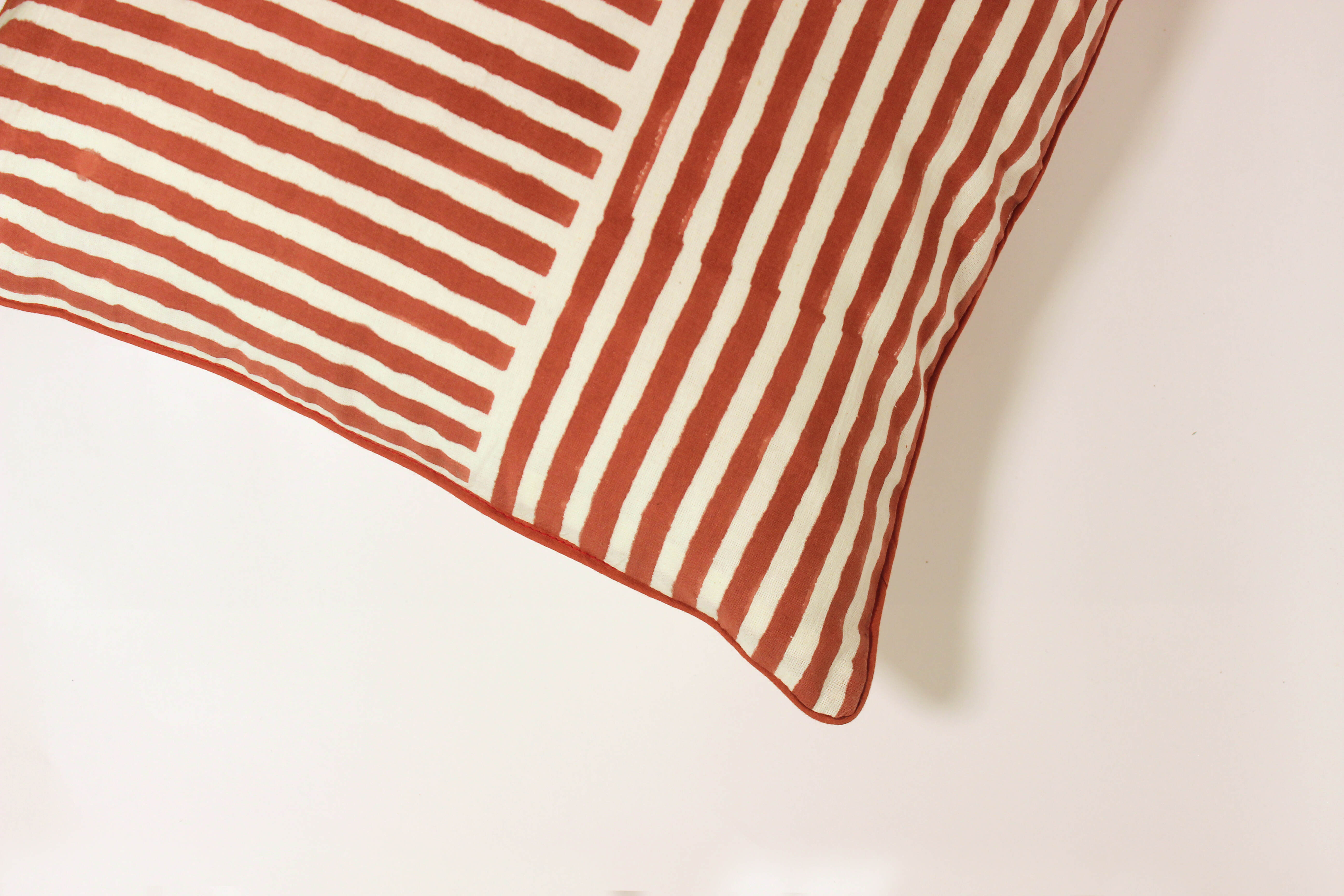 Stripes Block Printed Cotton Cushion Cover thumbnail 3