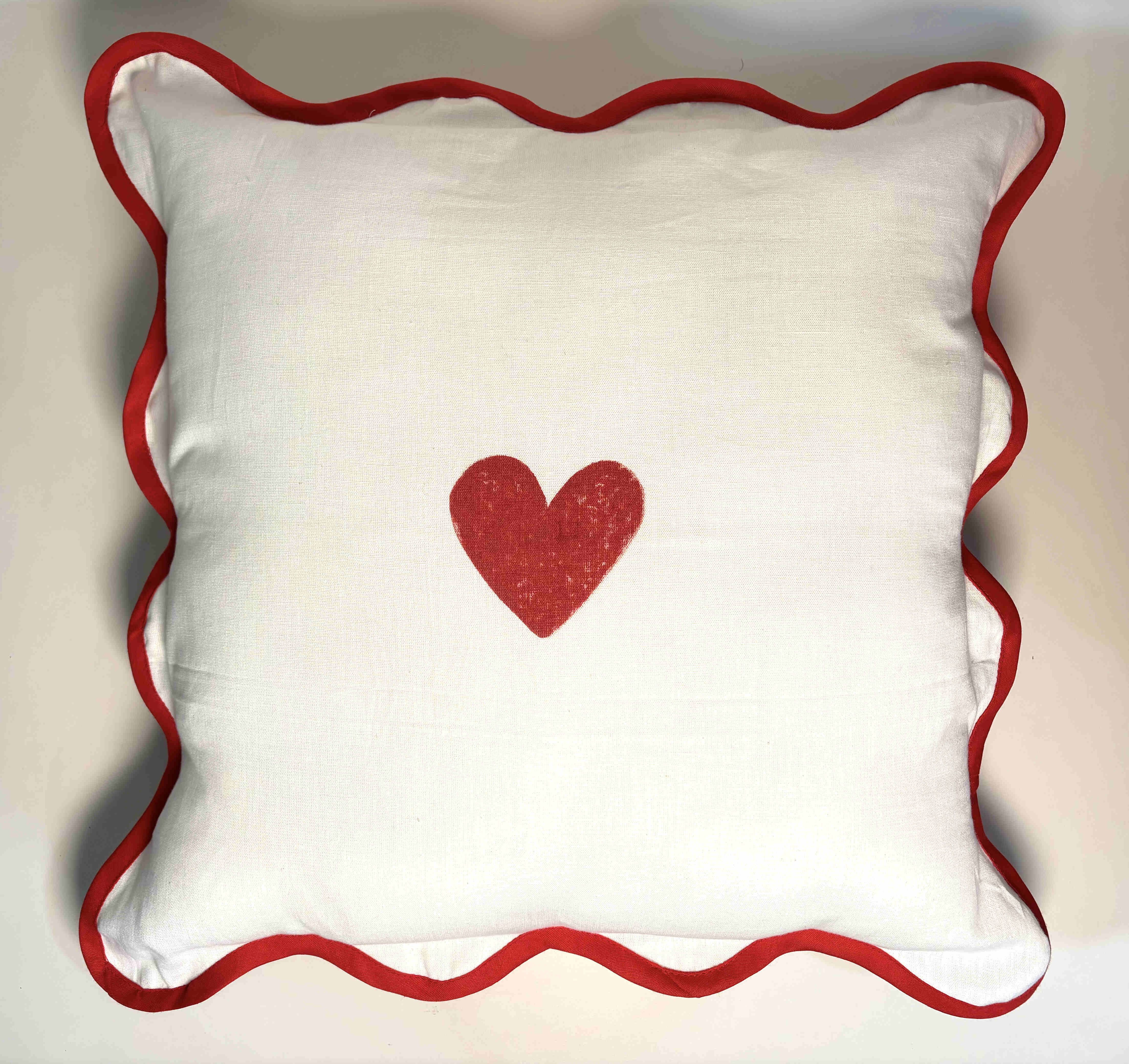 Love Cushion Cover l Red Heart Block Printed on Cotton - alternate view