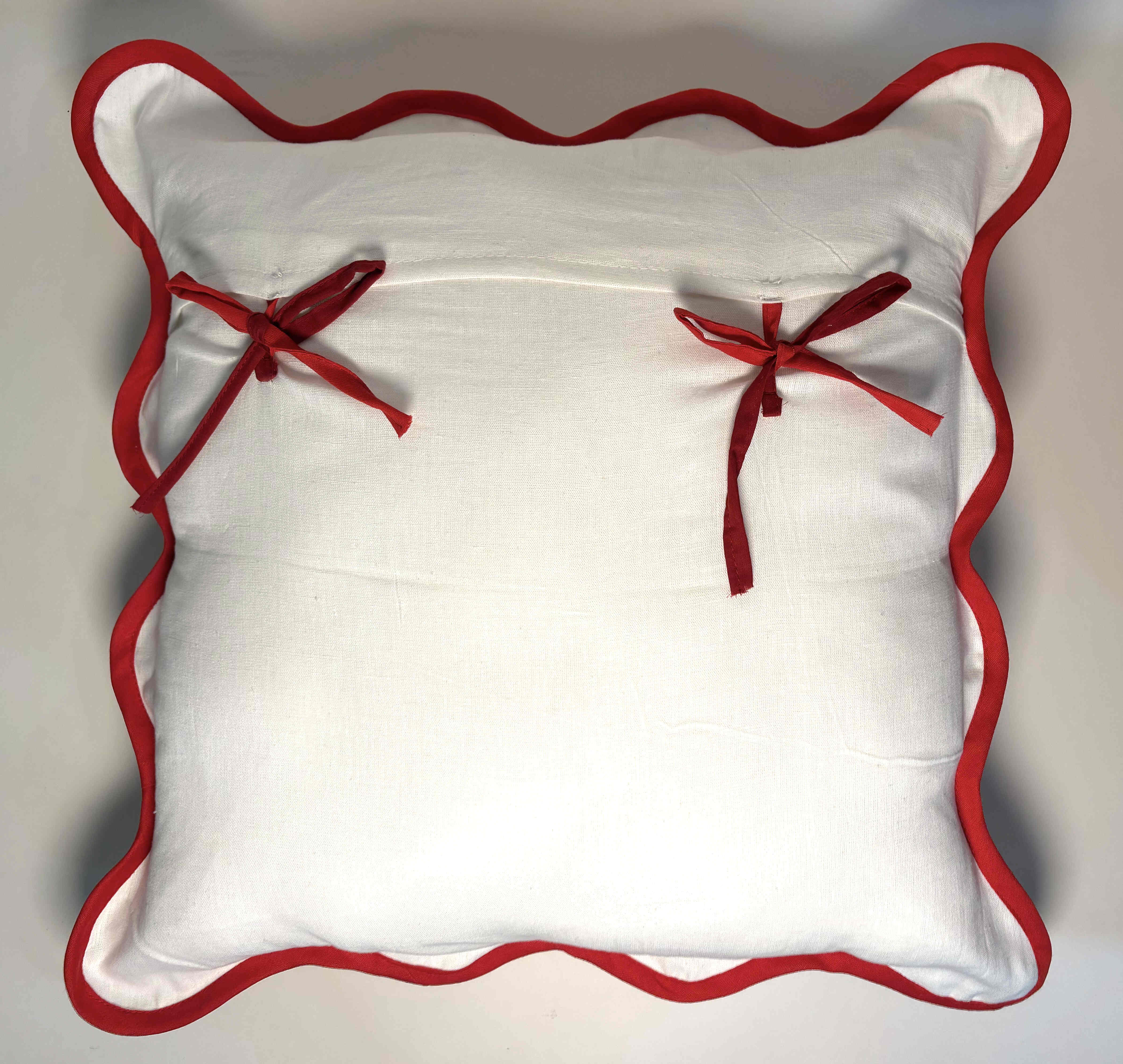 Love Cushion Cover l Red Heart Block Printed on Cotton thumbnail 3