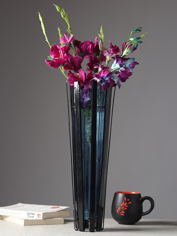 Allure Radiant Metal Hue Vase Blue thumbnail 1