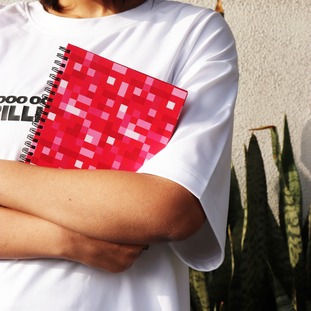 A5 Hard Bound Spiral Journal - Small Pink Pixels - alternate view