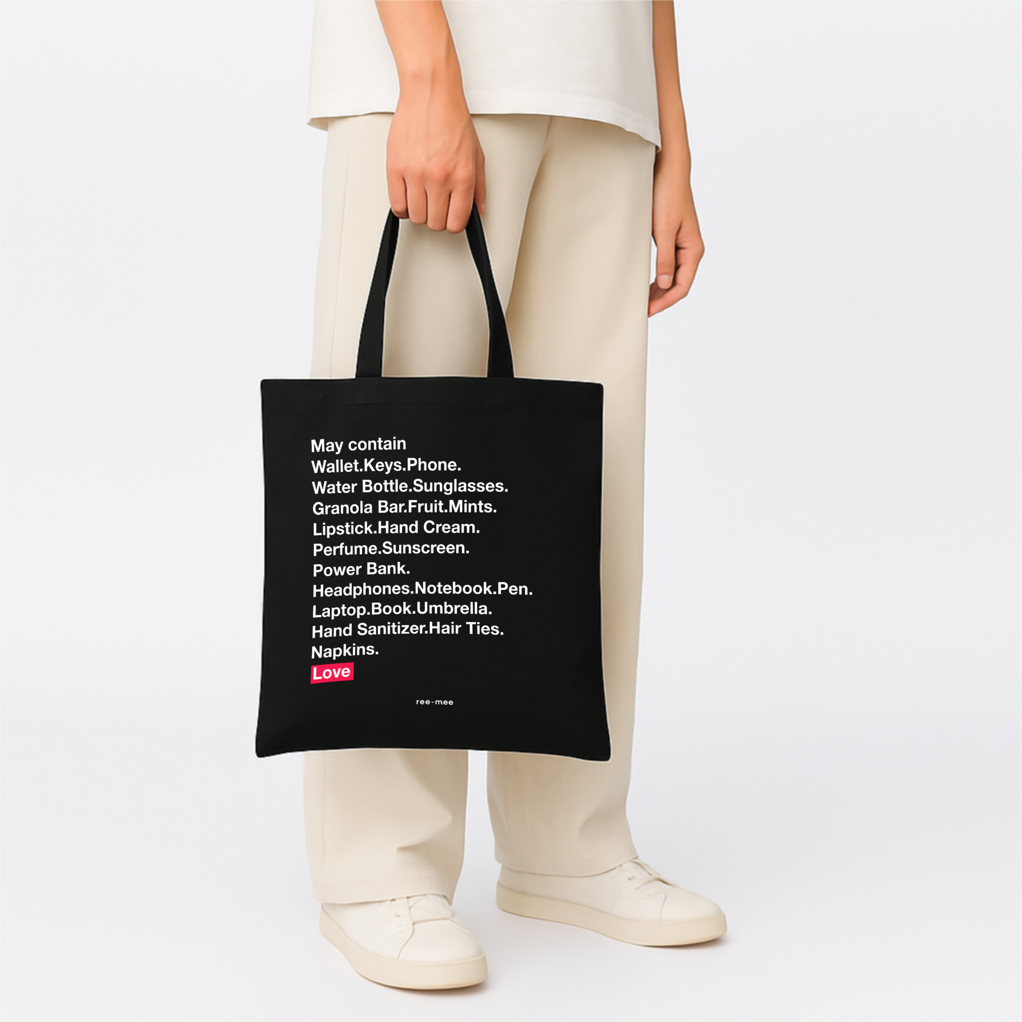 Black Canvas Tote Bag - May Contain Things