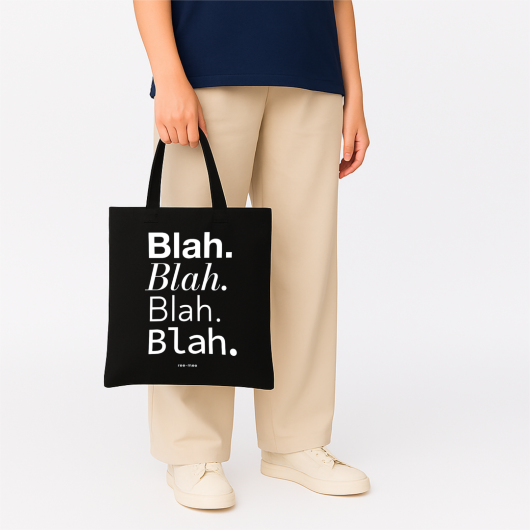 Black Canvas Tote Bag - Blah Blah thumbnail 4