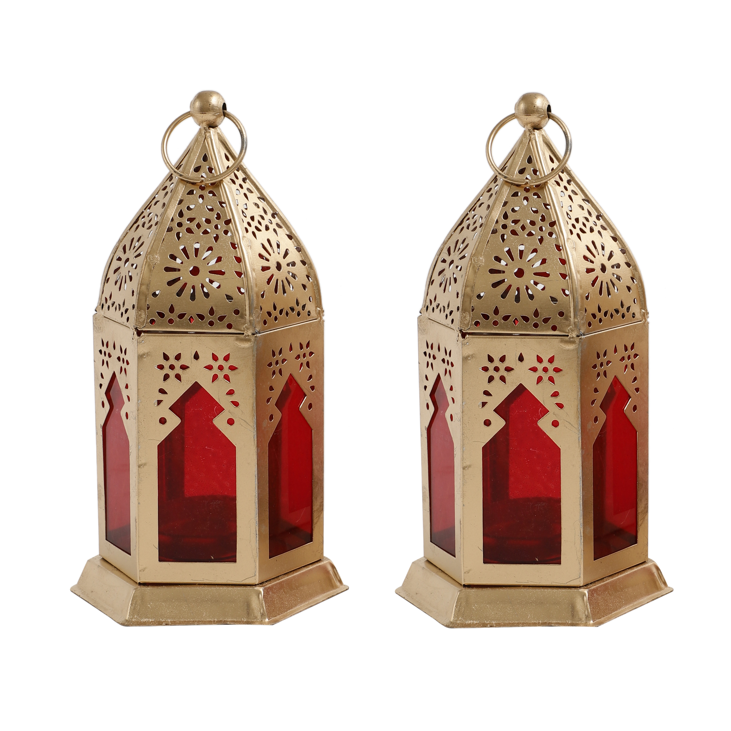 Set of 2 Morrocan Lantern - Red/Gold thumbnail 4
