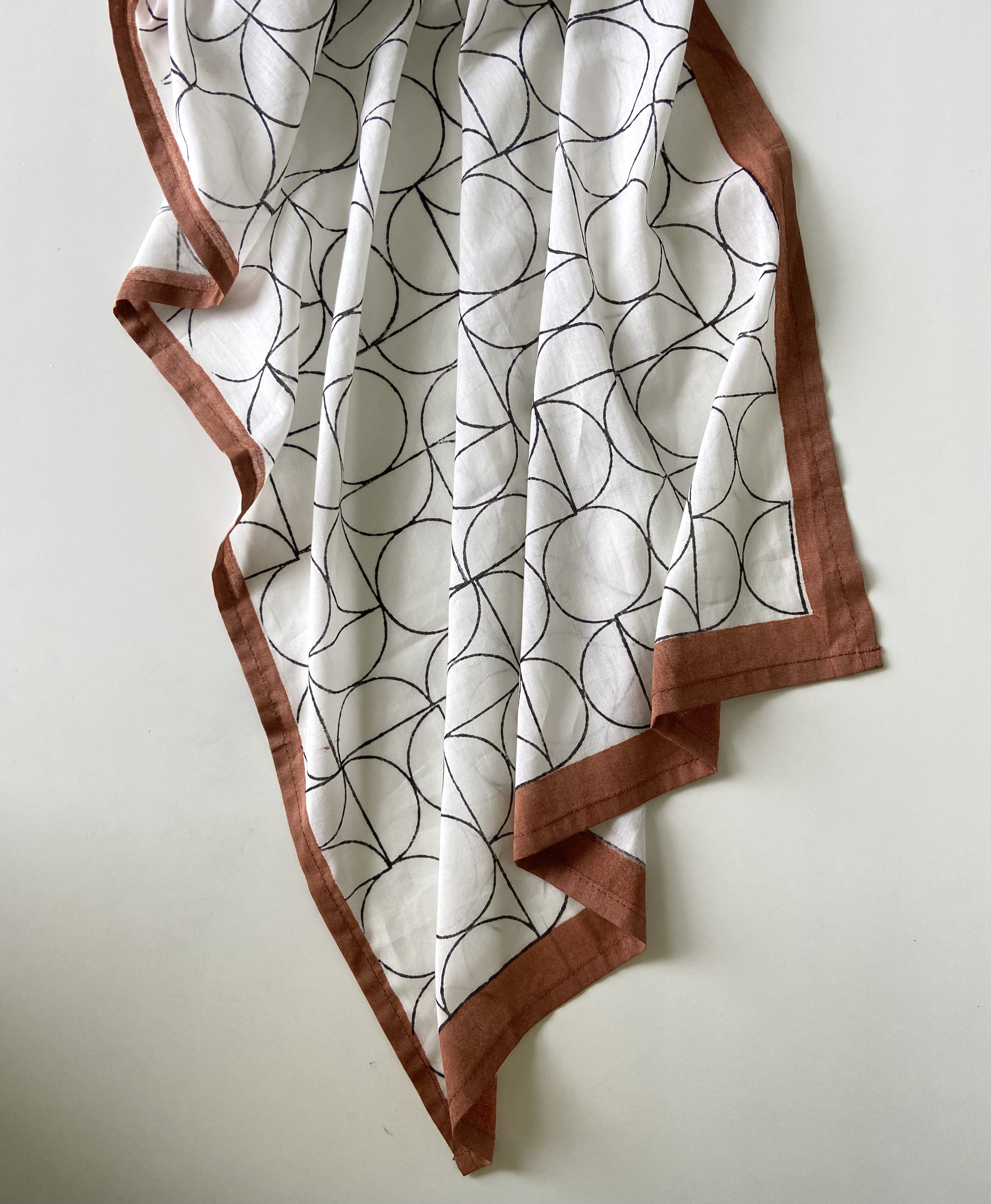 Art Deco Black and White Cotton Scarf Stole - alternate view
