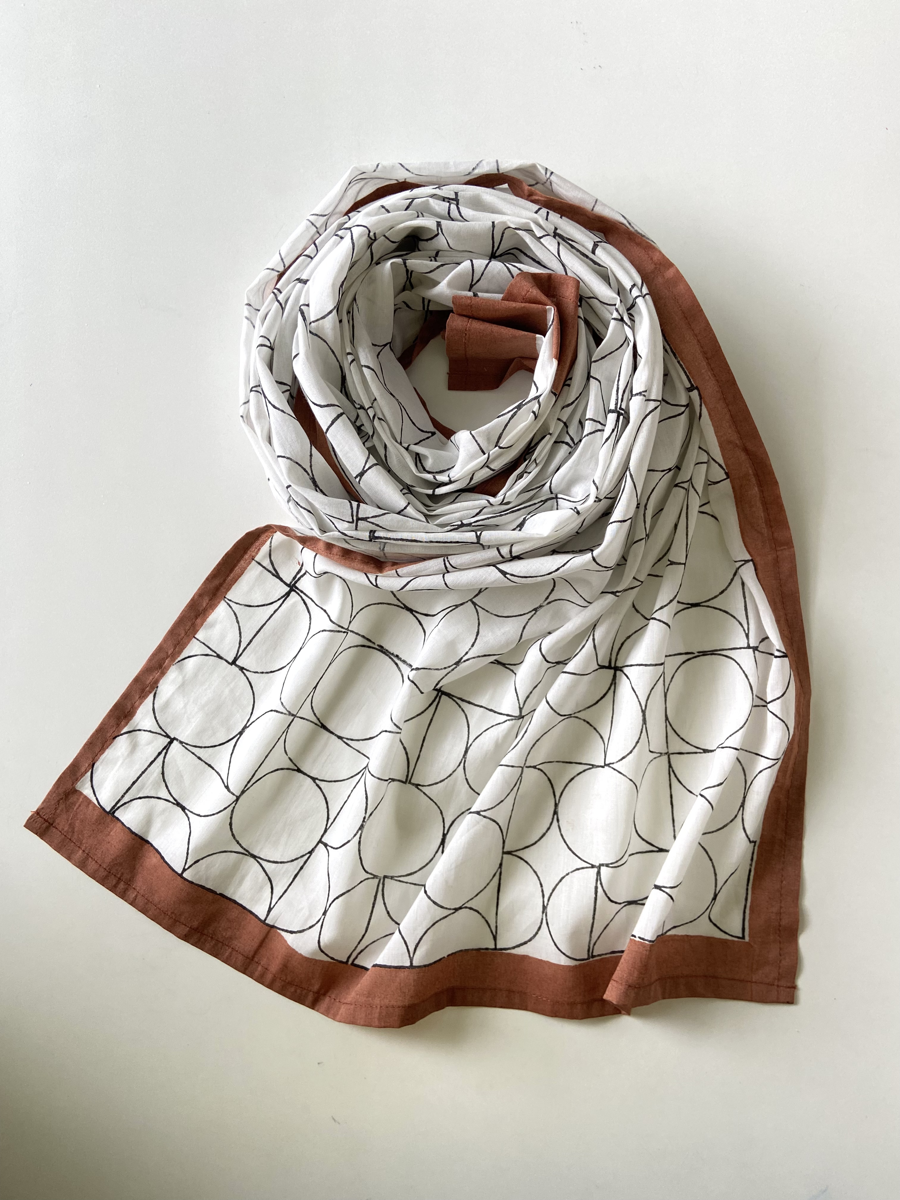 Art Deco Black and White Cotton Scarf Stole