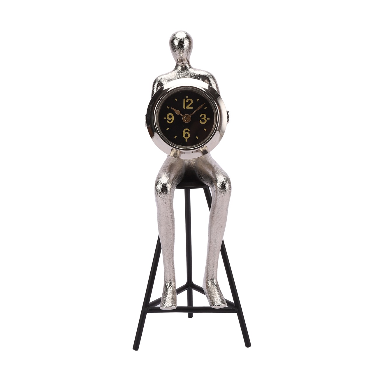 Sitting Man Clock Silver thumbnail 2