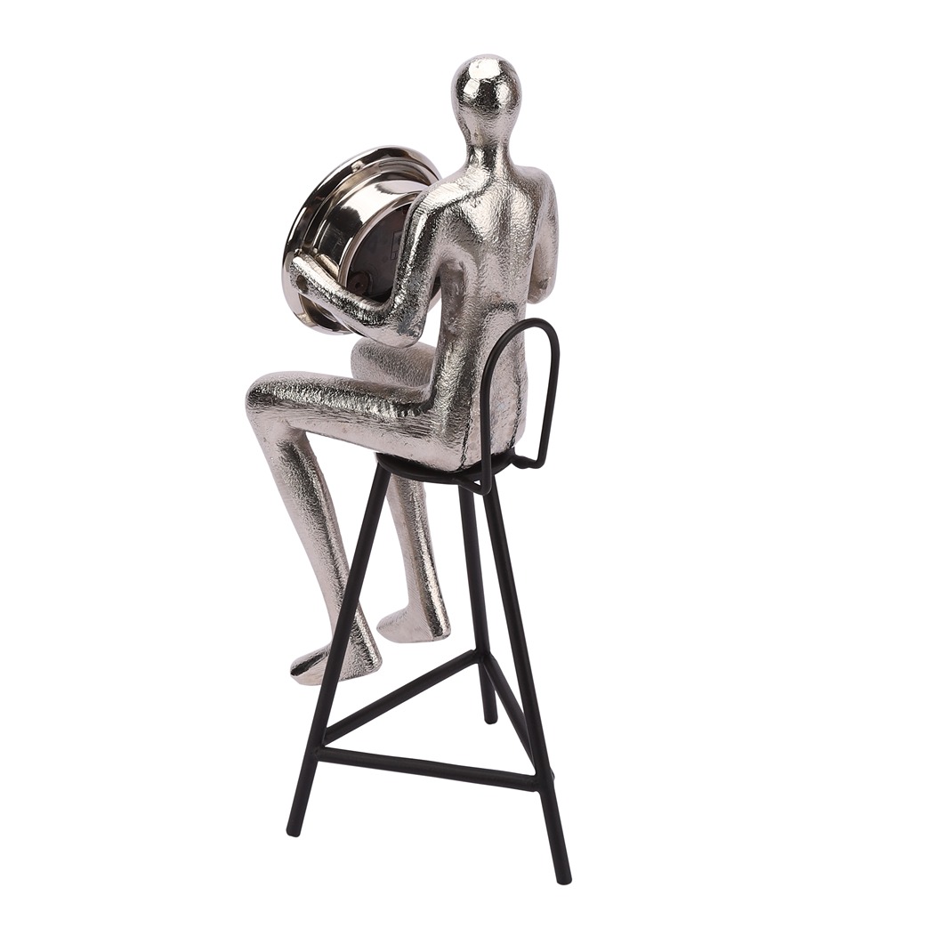 Sitting Man Clock Silver thumbnail 4