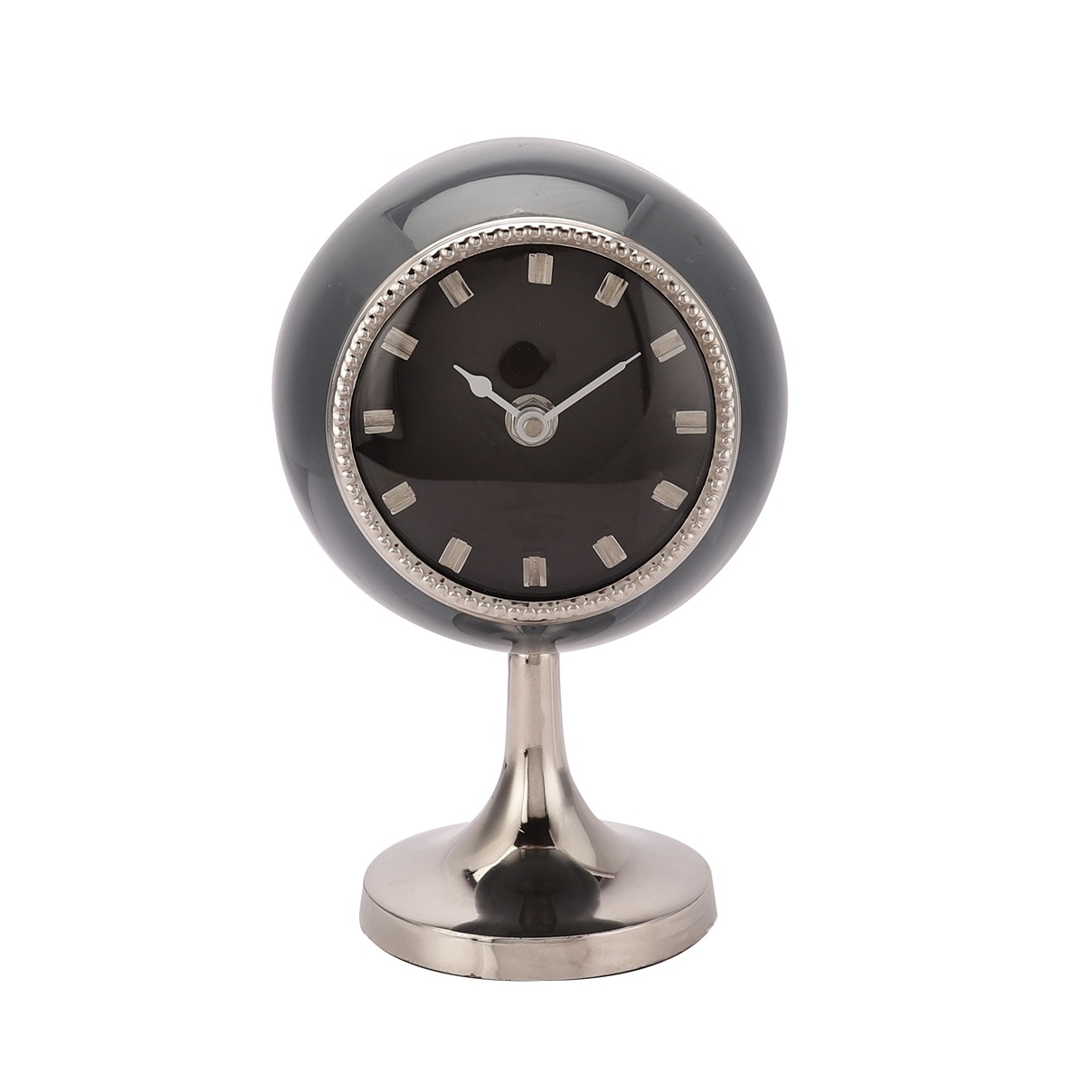 Circular Globe Clock with Dimgray and silver finish thumbnail 4