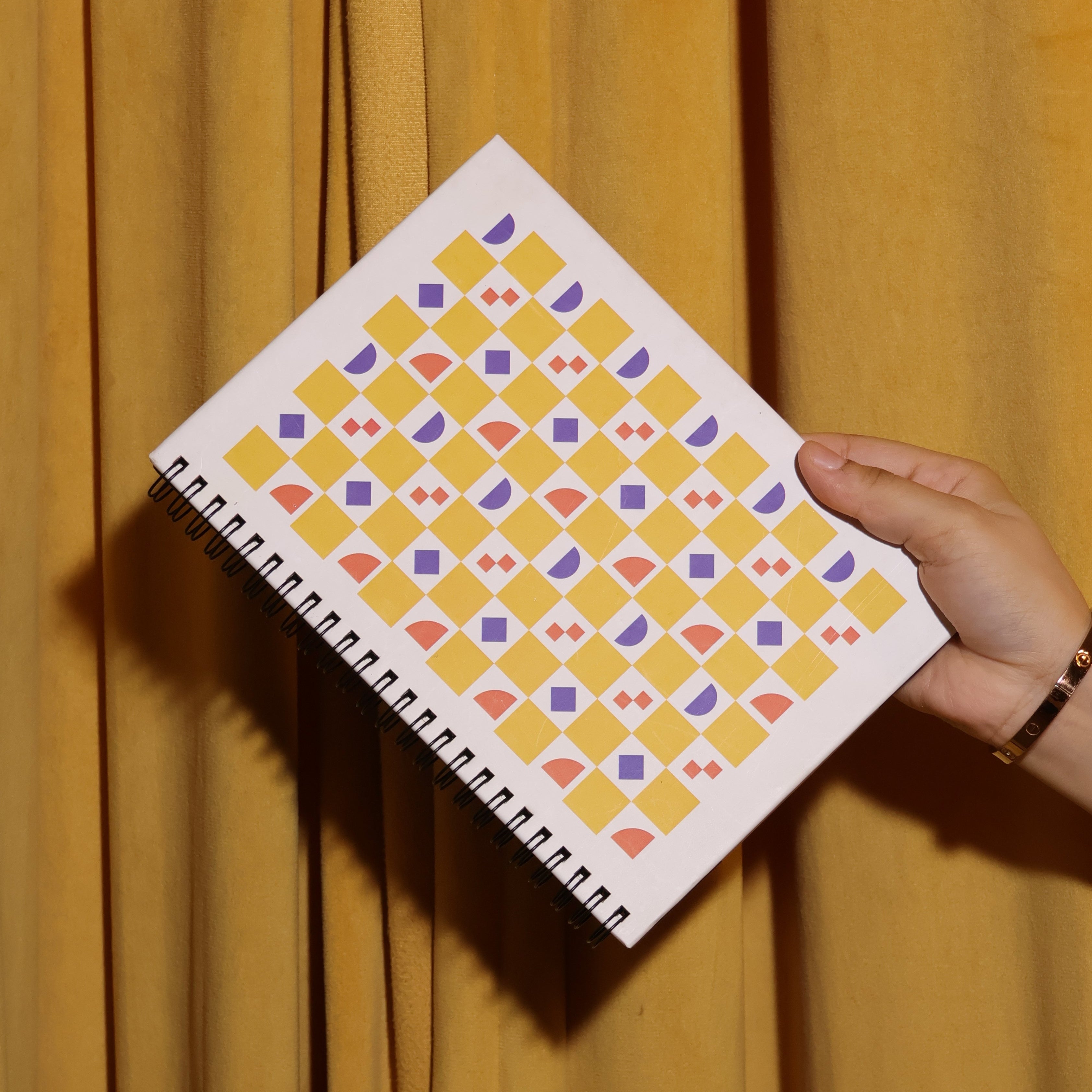 A5 Hard Bound Spiral Journal - Yellow Pattern