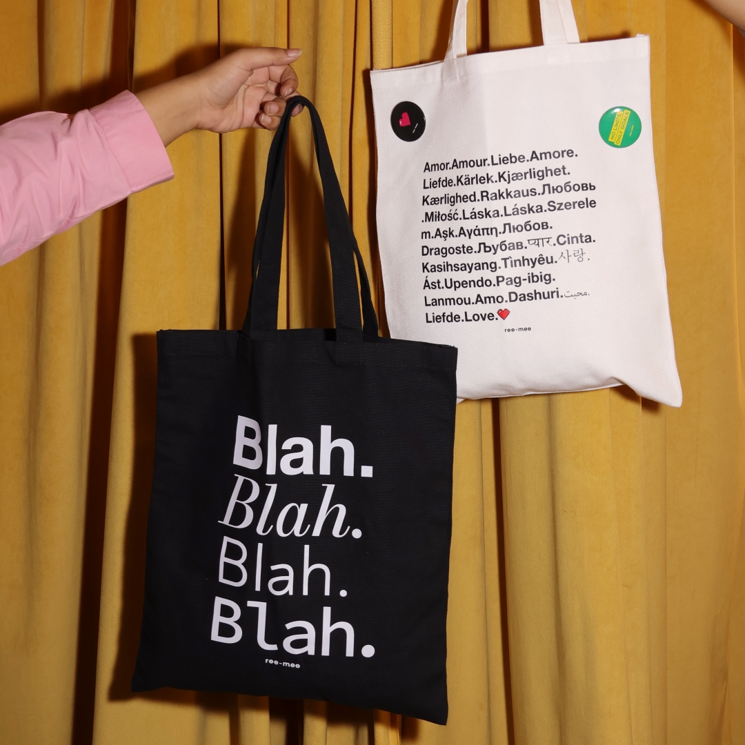 Black Canvas Tote Bag - Blah Blah - alternate view