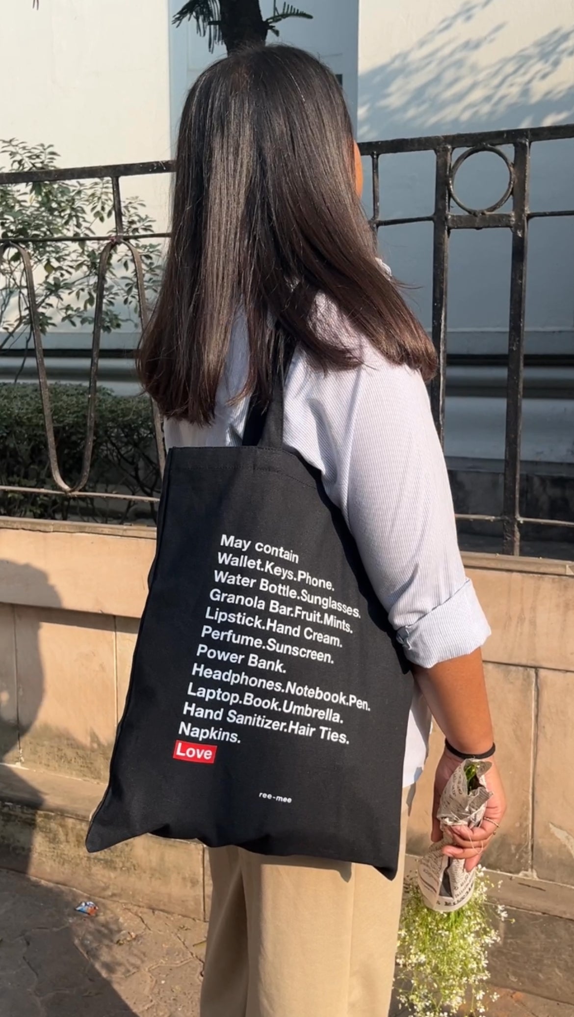 Black Canvas Tote Bag - May Contain Things - alternate view