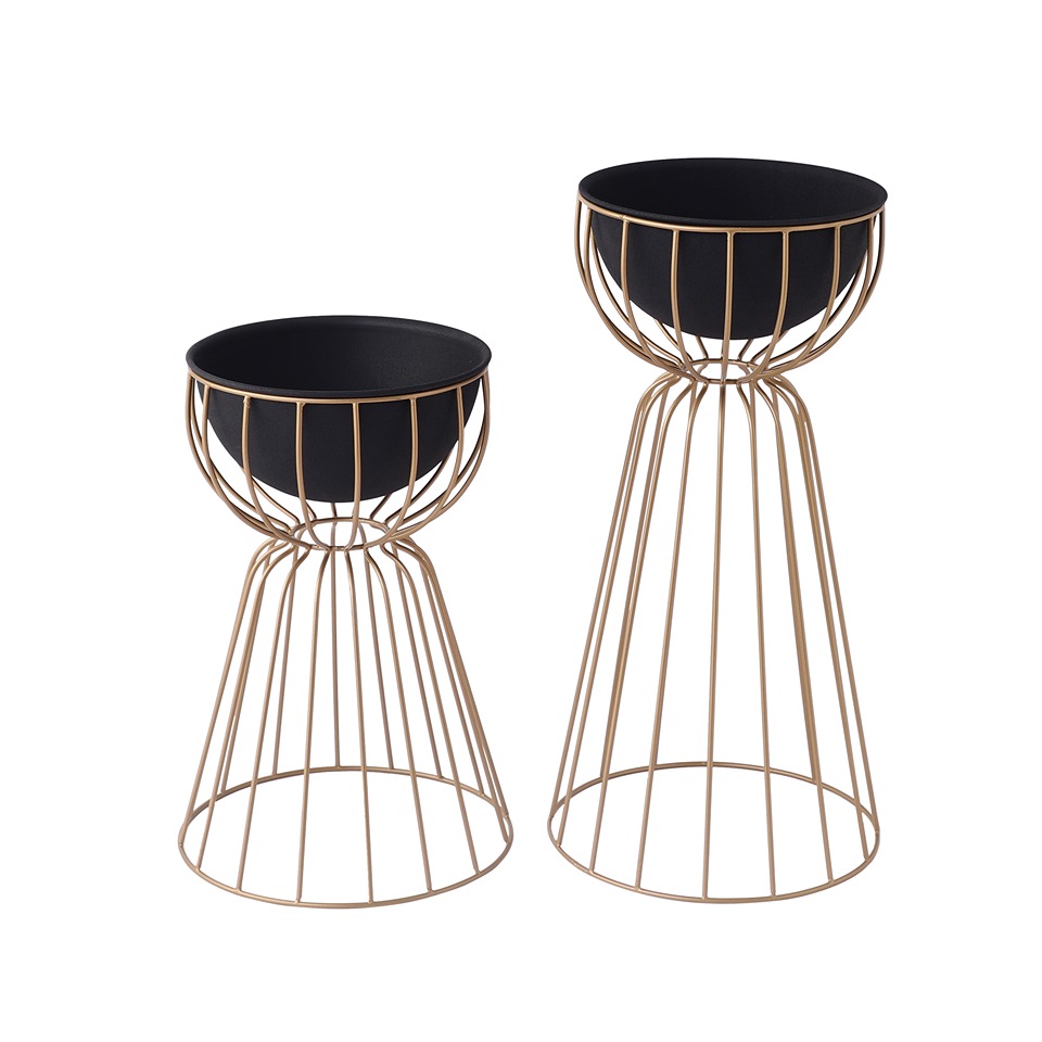 Twin Bloom Floor Planters- Set of 2 | Black thumbnail 3